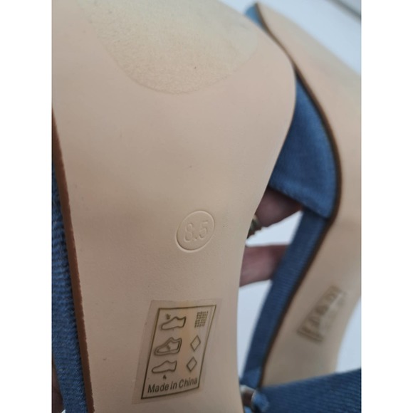 READ Cape Robbin Boho Western Denim Patches block high heel pointy toe Shoes 8.5 - Picture 10 of 10